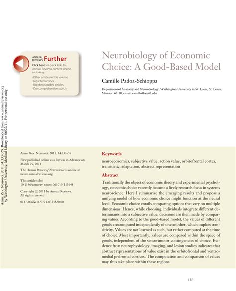 NEUROBIOLOGY OF ECONOMIC CHOICE: A GOOD.